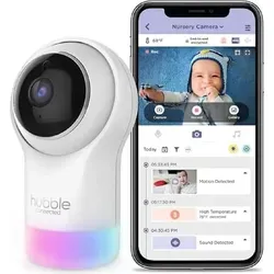 Hubble Connected Nursery Pal Glow – Babyphone mit Kamera - Nachtlichter und Babyphone in einem, mit 7-Farben-Nachtlicht und Raumtemperatursensor für eine beruhigende Schlafumgebung. Ideal für moderne Eltern!