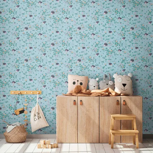 Vliestapete Kinder Seerosen Fische Meerjungfrauen Blau Grün 77146-1 (4,31€/1qm)
