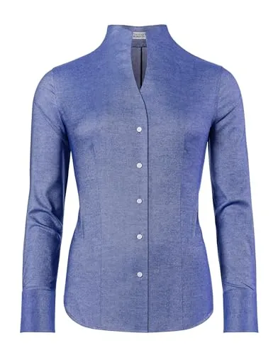 Vincenzo Boretti Klassische Bluse mit Kelchkragen - Elegante Bluse mit modernem Kelchkragen, leicht tailliert und aus reiner Baumwolle. Bügelleicht und pflegeleicht, ideal für Beruf und Freizeit.