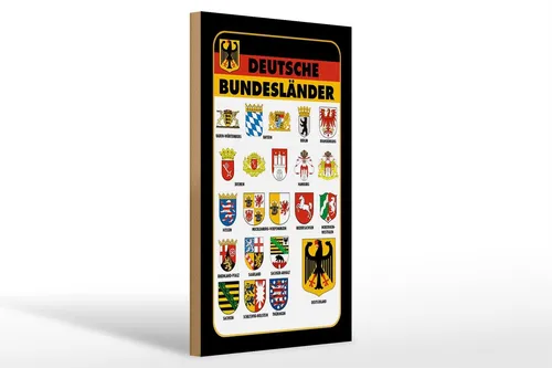 Holzschild Bundesländer 20x30 cm Deutschland Wappen Holz Deko Schild wooden sign