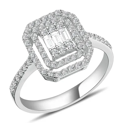 0,48 Carat Diamant Baguette Ring in 585er Weißgold - Eleganter Ring aus 14 Karat Weißgold mit 0,48 Carat Baguette-Diamanten. Personalisierbar mit Gravur und in allen Größen erhältlich - perfekt für besondere Anlässe.