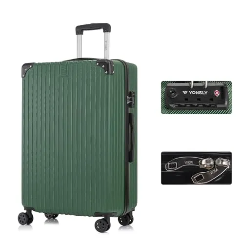 YONSLY Premium Reisekoffer XL mit TSA-Schloss - Robuster Hartschalen-Trolley mit YKK-Reißverschluss und 360°-Doppelrollen für mühelose Mobilität. Ideal für sicheres Reisen und kompatibel mit den meisten Airlines. Austauschbare Rollen und Griffe verlängern die Lebensdauer.