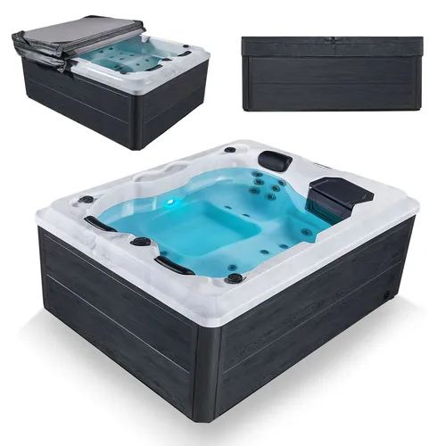Artsauna Outdoor Whirlpool Oasis - Für bis zu 3 Personen, mit Massagedüsen, LED Licht, Filter, Abdeckung und Heizung