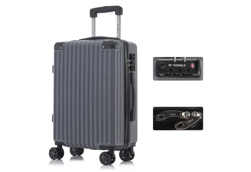 YONSLY Premium Reisekoffer M mit TSA-Schloss und YKK-Reißverschluss - Robuster Hartschalen-Koffer mit 4 leisen Rollen für mühelose Mobilität. Das integrierte TSA-Zahlenschloss sorgt für Sicherheit beim Reisen. Ideal als Handgepäck (56x37x23 cm, 2,4 kg) für nahezu alle Airlines.