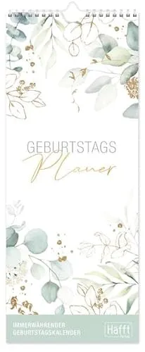 Geburtstagsplaner Wandkalender kompakt: Motiv [Blattgold]