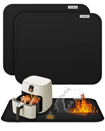 Stück Feuerfeste Unterlage 38x46cm Hitzebeständige Unterlage für Luftfritteuse, Hitzeschutzmatte, Heiße Pads für Küchentheke Hitzeschutz, Unter Kaffeemaschine Matten für Arbeitsplatte Schutz 2