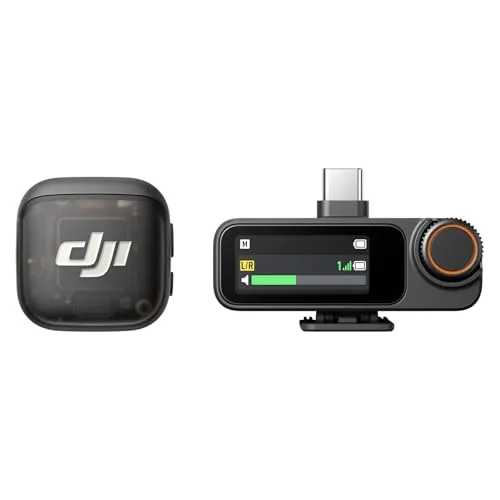 DJI Mic 3 - Drahtloses Lavalier-Mikrofon für iPhone/Kamera/Android - Ultraleichtes Lavalier-Mikrofon für kreative Aufnahmen. Die kompakte Bauweise ermöglicht einfache Mitnahme. Ideal für Vlogs und Interviews mit flexibler Sender-Empfänger-Kopplung.