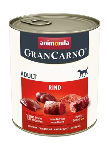 Animonda Dog GranCarno Adult Rind Pur 400g - Hundefutter für ausgewachsene Hunde, reichhaltiges Rindfleisch für eine ausgewogene Ernährung und optimale Gesundheit.