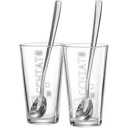 RitzenhoffundBreker Kaffeegläser Lena Set mit Löffel 350ml - 4-teiliges Set Latte Macchiato Gläser (350ml) mit 2 Langstiellöffeln. Stapelbar, spülmaschinengeeignet und pflegeleicht – ideal für jeden Kaffeegenuss!