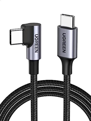 UGREEN 60W USB C Kabel auf USB C Winkel PD 3.0 PPS USB C Ladekabel 90 Grad kompatibel mit iPhone 16 Pro Max, iPhone 15, Galaxy S24 S23 A55 A25 Pixel 9/8/7 iPad Pro/Air 2024 Steam Deck usw. (3m)