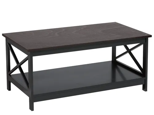 BELIANI Couchtisch Schwarz 55 x 100 cm - Eleganter schwarzer Couchtisch im klassischen Stil mit pflegeleichter MDF-Tischplatte. Ideal als Mittelpunkt in jedem Wohnzimmer, bietet er eine stabile Konstruktion und passt perfekt zu modernen Einrichtungsstilen.