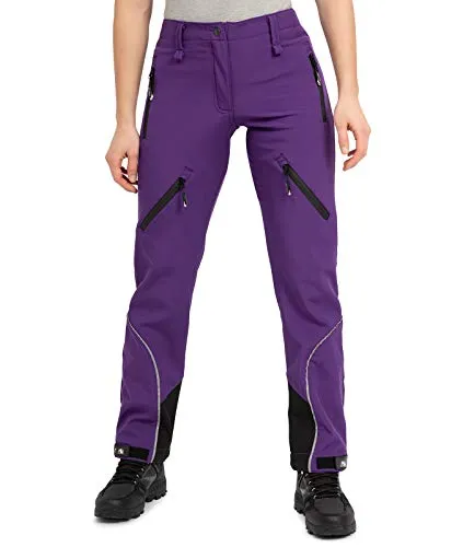 Rock Creek Damen Softshellhose D-444 Violett - Outdoor Hosen für Damen, wasserdicht und winddicht mit zahlreichen Taschen für optimalen Stauraum und hohen Tragekomfort beim Wandern oder Skifahren.