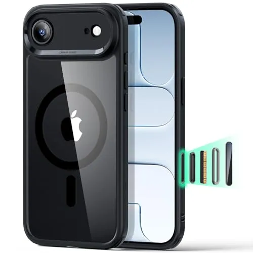 ESR für iPhone Air Hülle mit Kamerasteuerung Capture Button, Kompatibel mit Magsafe, Handyhülle für iPhone 17 Air Case, Anti-Vergilbung, Zertifizierter Militärschutz Starke Stoßfest, Klares Schwarz