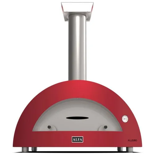 Alfa Forni Moderno 5 Pizze Holz Antik Rot FXMD-5P-LROA - Grill für 5 Pizzen, semiprofessioneller Holzofen in antikrot, ideal für Pizza-Liebhaber und gesellige Abende im Freien.