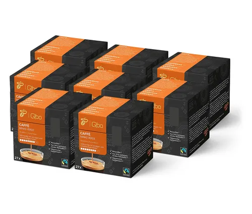 Tchibo Qbo Caffè Minas Verde Premium Kaffeekapseln, 216 Stück – Nachhaltiger Genuss - Kaffeekapseln & Pads: 216 recyclebare Kapseln aus 70% nachwachsenden Rohstoffen, intensiv im Geschmack und klimaneutral kompensiert für umweltbewussten Kaffeegenuss.