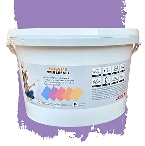 Hossi's Wholesale 2,5 Liter Premium Wandfarbe Lavande Provence Violett matt - Innen- & Außenfarben, geruchslos und tropf- und spritzgehemmt für mühelose, streifenfreie Anstriche auf verschiedenen Untergründen.