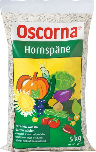 Oscorna Hornspäne 5 kg - Organischer Gartendünger - Dünger für Zier- und Nutzpflanzen mit Langzeitwirkung, ideal für Obst- und Allzweckpflanzen, aus nachhaltigen Hornspänen hergestellt.