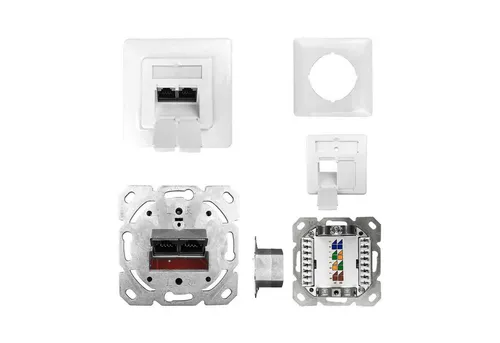 ProfiPatch ProfiPatch Netzwerkdose Unterputz Cat6A 500MHz 2-Port Input vertikal Netzwerk-Adapter