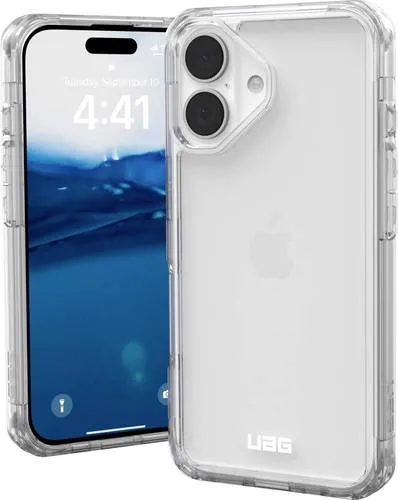 URBAN ARMOR GEAR Plyo Case für Apple iPhone 16 - Sturzfeste Hülle mit Air-Soft Ecken, transparent und Wireless Charging kompatibel