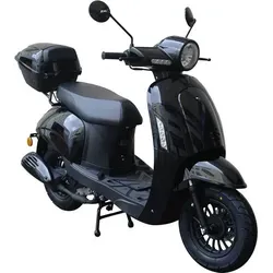Massimo 50 - 45 km/h Motorroller in Schwarz - Stylischer Motorroller mit 2,1 kW Leistung und modernem EFI-Motor für geringeren Verbrauch und optimales Startverhalten. Ideal für Stadtfahrten und kurze Strecken.
