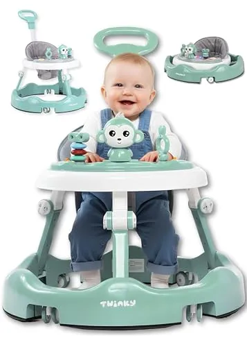 Twinky® Lauflernwagen mit Spielset & Bodenmatte - Robuste 4-fach verstellbare Vorschul-Lauflernhilfe - Ideal als Gehhilfe für die ersten Schritte Ihres Kleinen (Mint Grün)