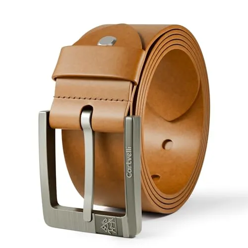 Cartvelli Premium Ledergürtel Herren 115 cm - Braun Cuero Made in Germany - Eleganter Herrengürtel aus hochwertigem Vollleder, perfekt für Jeans und Anzüge. Inklusive stilvoller Geschenkbox, langlebig und mit edler, nickel-freier Schnalle.