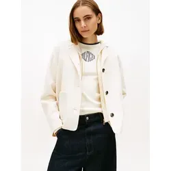 Tommy Hilfiger Bomberjacke DF WOOL SHORT BOMBER beige 40 - Modische Bomberjacke aus 60% Wolle und 40% Polyester, pflegeleicht und ideal für den Alltag. Mit klassischem V-Ausschnitt und praktischen Eingrifftaschen, perfekt für einen lässigen Look.