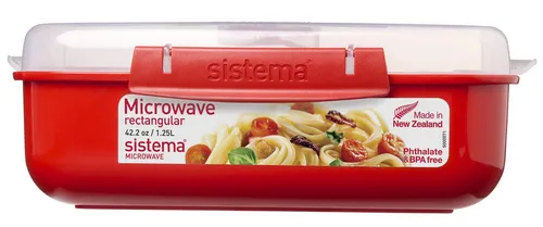 sistema® Mikrowellendose 7.8 cm hoch - rot und transparent - Frischhaltedosen mit BPA-freiem Material, perfekt für das Erwärmen und Aufbewahren von Lebensmitteln in der Mikrowelle.