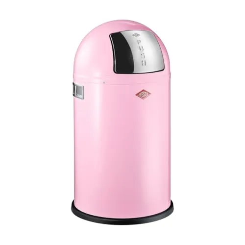 Wesco Abfallsammler Pushboy Junior 22 Liter in Pink - Stilvoller Abfallsammler aus pulverbeschichtetem Stahlblech mit praktischer Edelstahlklappe. Der Innenbehälter fasst 22 Liter und ist ideal für den täglichen Einsatz in Küche oder Büro.