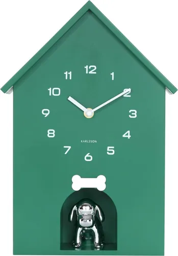 Karlsson Wanduhr Dog House – Grünes Design in Hundehüttenform - Die Karlsson Dog House Wanduhr begeistert mit ihrem verspielten Hundehütten-Design und bringt einen Hauch von Nostalgie in jeden Raum. Ideal für Kinderzimmer oder stilvolle Wohnzimmer, vereint sie Funktionalität mit einem charmanten Look.