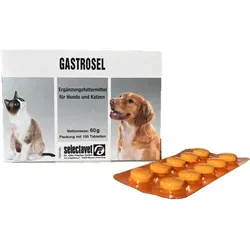 Tabletten Gastrosel 100 - Ergänzungsfuttermittel für Hunde & Katzen zur Unterstützung der Verdauung mit Kaolinit und Magnesiumoxid für einen regulierenden Effekt. Ideal für eine gesunde Magen-Darm-Funktion.