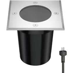 ledscom.de Bodeneinbauleuchte REJA für außen, IP67, edelstahl, eckig, 11 x 11cm, 1x GU5.3 max. 15W