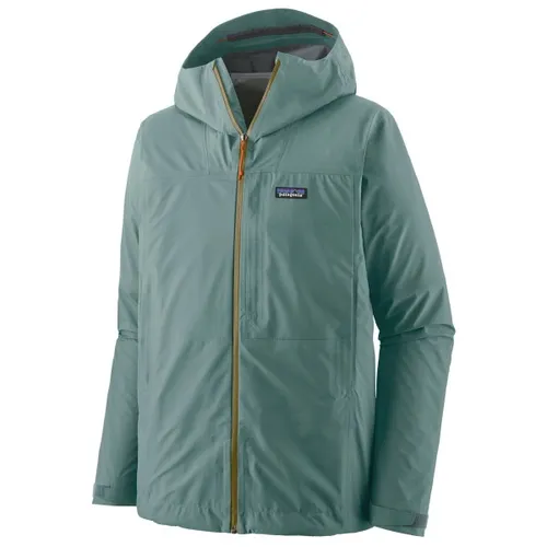 Patagonia Boulder Fork Regenjacke Gr. L türkis - Sportliche, funktionelle Regenjacke in Türkis, Größe L. Wasserdicht und winddicht, ideal für Outdoor-Aktivitäten. Hergestellt aus 100% Polyester mit DWR-Imprägnierung für optimalen Schutz.