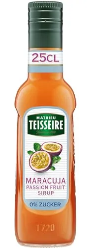 Mathieu Teisseire Passionsfrucht 0% Zuckerfreier Sirup, Für Getränke, Erfrischungsgetränke, Cocktails, Kaffee und Desserts, 25cl Flasche