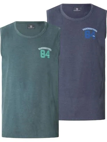 Jan Vanderstorm Herren Doppelpack Tanktop Poro Muskelshirt - Doppelpack Muskelshirt für große Größen. Aus hochwertigem Baumwoll-Mix gefertigt, bietet es optimalen Tragekomfort und eine bequeme Passform. Sportives Design mit Rundhalsausschnitt und praktischen Seitenschlitzen.