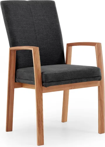 Niehoff Como Komfort-Armlehnenstuhl - Eichengestell - Esszimmerstühle mit eleganter Note und unvergleichlichem Sitzkomfort dank großzügiger Polsterung und geschwungenen Armlehnen. Nachhaltige Materialien sorgen für eine umweltfreundliche Produktion.