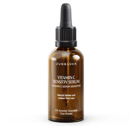 Junglück Vitamin C Sensitive Serum 30ml - Veganes Pflegewunder - Tagespflege für empfindliche Haut, mit hochwirksamem Vitamin C für strahlenden Teint und verbesserte Hautstruktur.