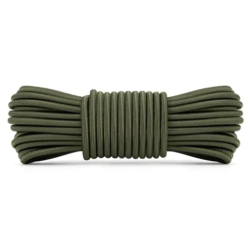 Abma Cord Gummiseil Expanderseil 4mm 10M Gummischnur UV Beständig Planenseil 100% Dehnung Spannseil für Plane, Anhängerplane, Sonnensegel, Zelte, Banner - Olivgrün