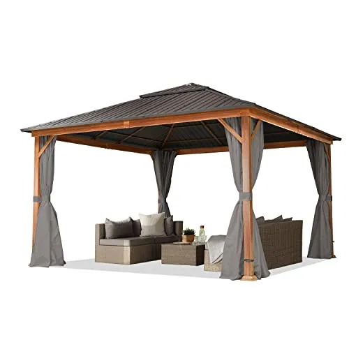 TOOLPORT Forest 4x4 m Hardtop Gartenpavillon - Pavillons mit täuschend echter Holzoptik, wartungsarm und 100% wasserdicht, ideal für entspannte Stunden im Garten oder auf der Terrasse.