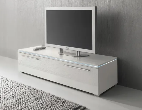 Lowboard HÖLTKEMEYER "Line TV-Board, TV-Schrank", weiß - TV-Halterungen, modernes Design mit optionalen Lichteffekten und hochglänzenden Fronten. Perfekt für stilvolle Wohnräume!