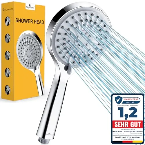 Magichome Hochdruck Duschkopf mit 5 Strahlarten – Wassersparend und Effektiv - Erleben Sie ein individuelles Duscherlebnis mit dem Magichome Duschkopf! 5 Strahlarten und bis zu 30% Wassereinsparung – ideal für niedrigen Wasserdruck. Einfach zu installieren und aus langlebigem Material.
