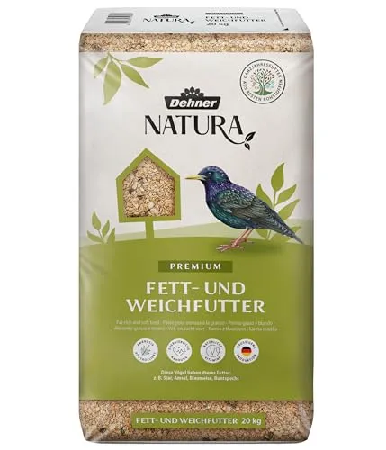 Dehner Natura Premium Wildvogelfutter 20 kg - Artgerechtes Körnerfutter für Wildvögel, kraftspendend mit über 10 % Erdnüssen und ideal für ganzjährige Fütterung im Garten.