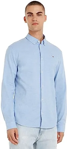 Tommy Jeans Herren Hemd TJM Slim Langarm, Blau (Perfume Blue), L - Herrenhemden mit klassischem Schnitt, aus 98% Bio-Baumwolle für höchsten Tragekomfort, ideal für Büro und Freizeit.