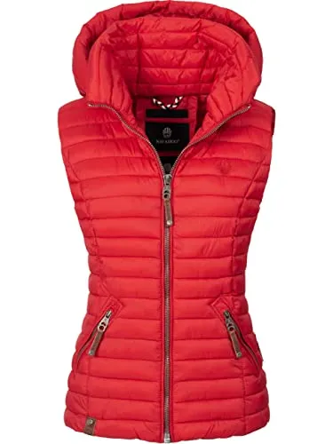 Navahoo Damen Übergangsjacke Shadaa Rot Gr. L - Funktionsjacke in modischem Design mit abnehmbarer Kapuze, ideal für Frühling und Herbst - leicht, wasserabweisend und perfekt für aktive Freizeitgestaltung.