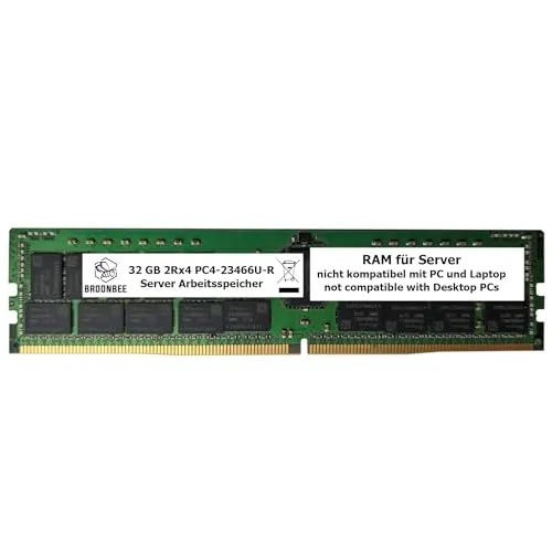 Broonbee Server Arbeitsspeicher | 32 GB DDR4 2933 MHz RAM | Memory Upgrade für HP HPE ProLiant DL360 DL380 DL385 Gen10 G10 | LRDIMM ECC REG | PC4-23466U-R CL21