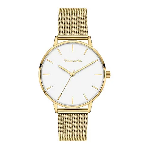 Tamaris TT-0002-MQ Armbanduhr (Gold/Weiß) - Elegante Damenuhr mit IP-gold poliertem Metallgehäuse und kratzunempfindlichem Mineralglas. Ideal für jeden Anlass und kommt in einer stilvollen Geschenkverpackung.