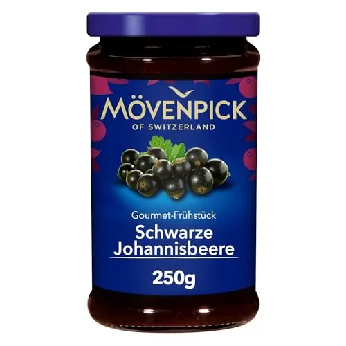 GOURVITA DE Mövenpick Gourmet-Frühstück Schwarze Johannisbeere, 250g - Brotaufstrich aus erlesenen schwarzen Johannisbeeren, die im maritimen Klima Skandinaviens gereift sind, für ein fein-herbes Aroma und besonderen Genuss zum Frühstück.