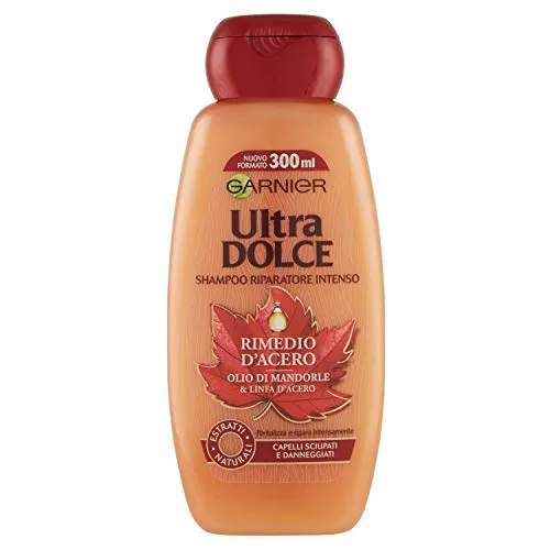 Garnier Ultra Dolce Shampoo Olio di Mandorle e Linfa d'Acero, per Capelli Sciupati e Danneggiati, 300ml