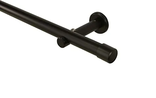Schwarze Gardinenstange aus Metall - 20 mm Durchmesser, 240 cm Komplettset - Einzelfensterstangen - Robuste, elegante Gardinenstange aus Aluminium, ideal für Wand- und Deckenmontage. Inklusive Halterungen und Endstücken für einfache Installation.