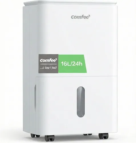 COMFEE' Luftentfeuchter Easy Dry 16L/Tag - Luftentfeuchter für Räume bis 32㎡, mit 4 Modi und Swing-Funktion für effizientes Wäschetrocknen und angenehmes Raumklima.